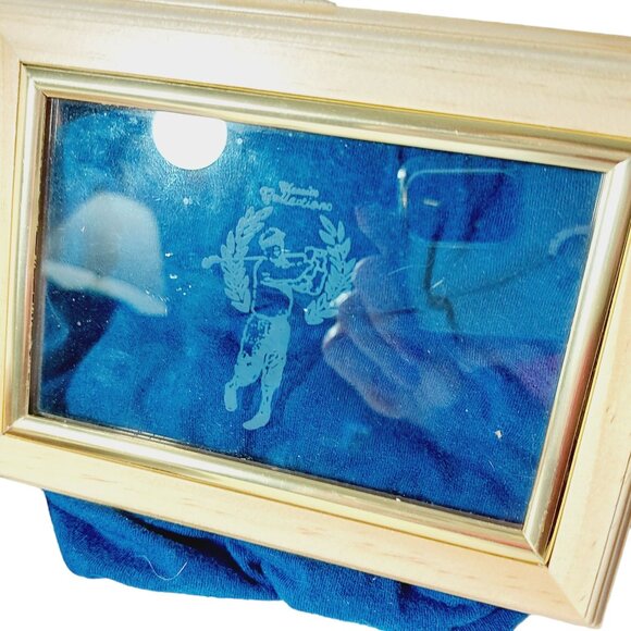 Vintage Wooden Playing Card Holder Box Golf Etched Glass Top - Picture 2 of 9